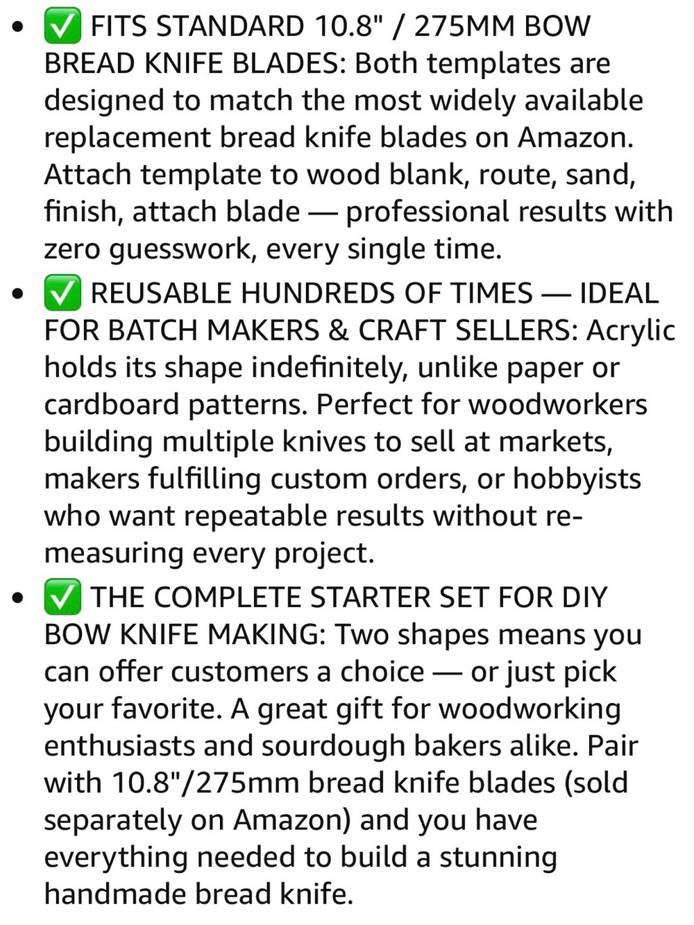Acrylic Bread Bow Knife Handle Router Template - Picture 3 of 9
